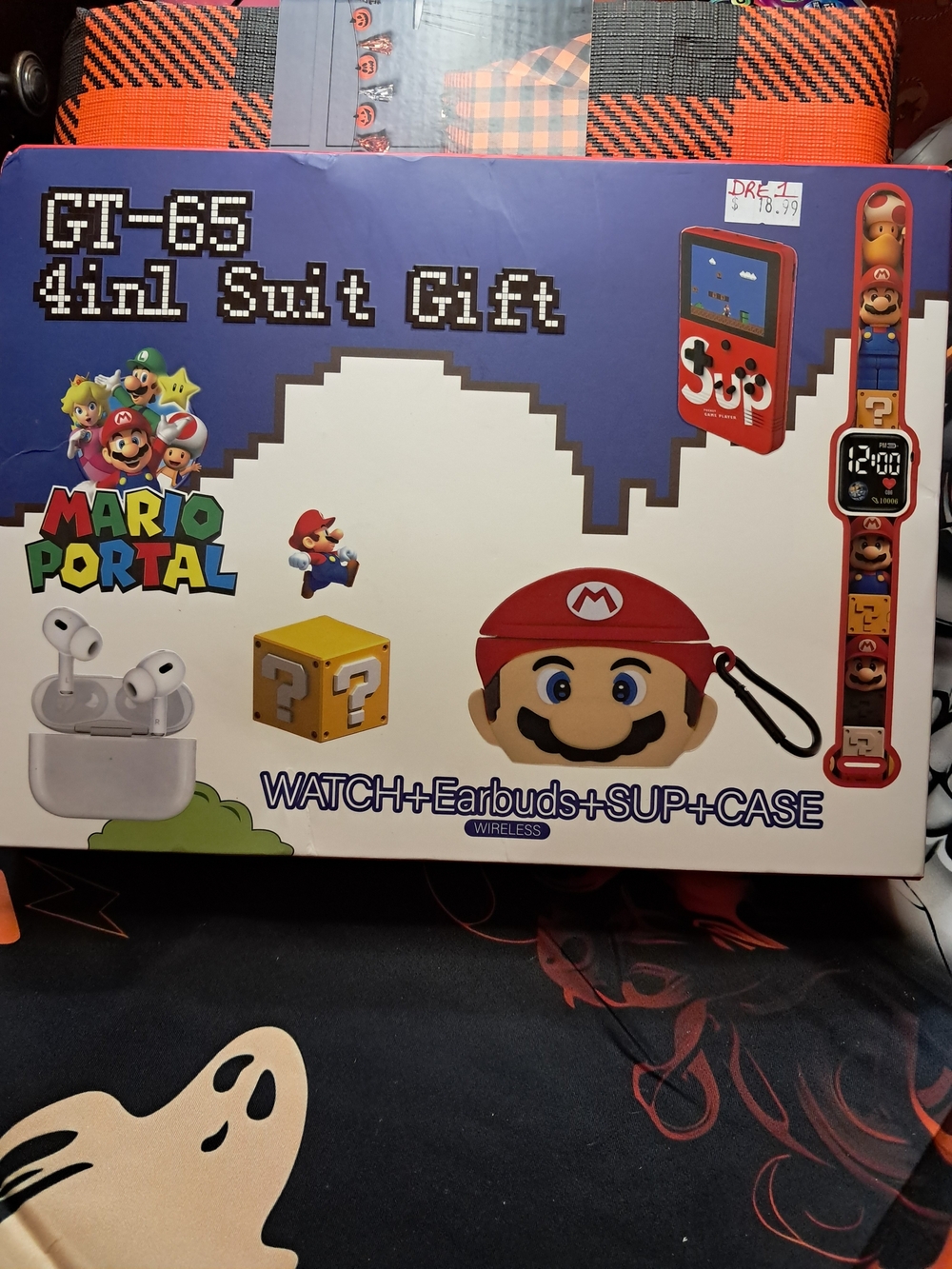 GT-65 4-in-1 Mario Portal Gift Set - Red Watch + Earbuds + Game Console + Case